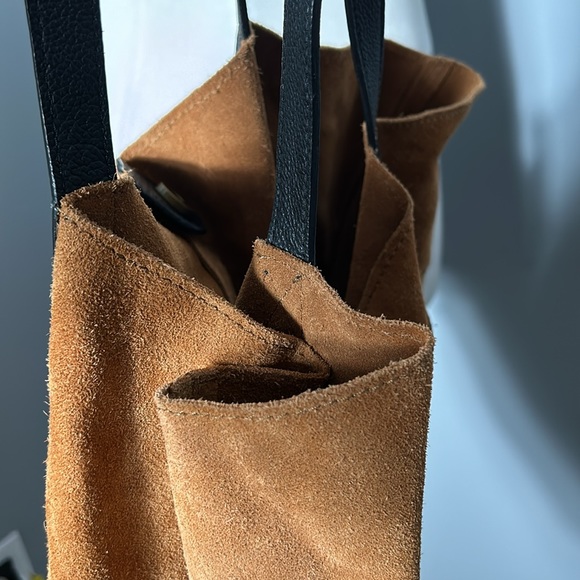 Mark & Graham Leather Suede JPL Khaki Camel Shoulder Bag with Leather Handle - Picture 16 of 16